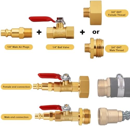 RV Winterization Blowout Adapter Kit with Shut Off Valve,blowout plug-8Pcs - Image 3