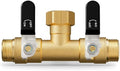 Hose Splitter 2 Way, Heavy Duty Brass Garden Hose Splitter, Water Hose Bib Spigot Splitter with 0.59" Full Flow Ball Valve Outlet & Shut-Off Valve 3/4'' Connector Outdoor Water Faucet Adapter by ZaakWang