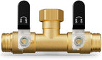 Hose Splitter 2 Way, Heavy Duty Brass Garden Hose Splitter, Water Hose Bib Spigot Splitter with 0.59" Full Flow Ball Valve Outlet & Shut-Off Valve 3/4'' Connector Outdoor Water Faucet Adapter by ZaakWang