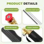 High Pressure Washer Wand for Garden Hose, Quick Connect Metal Spray Gun with 3 Nozzles for Car Wash, Patio & Window Cleaning (Black Set) - Image 5