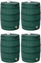 Good Ideas Rain Wizard Water Storage Premium Quality Collection Barrel with Brass Spigot, Safety Screen, and 50 Gallon Capacity, Green (4 Pack) by GoodIdeas