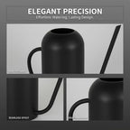 Long Spout Watering Can for Indoor Plants, 50.7 fl oz (1500 ml), Stainless Steel, Black Matte Finish, Vintage Metal Design, Precise Water Flow for Gardens and Houseplants - Image 4