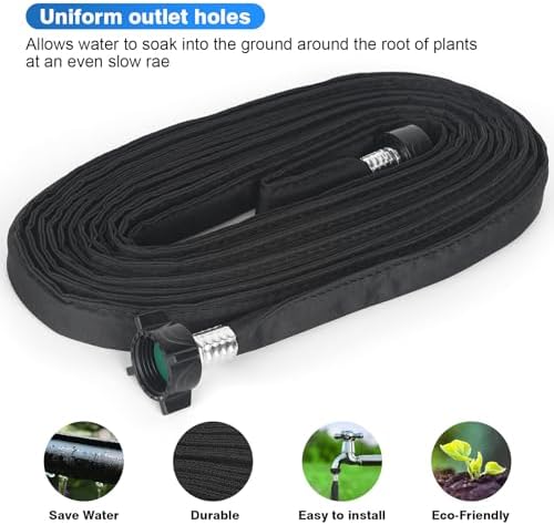 Flat Soaker Hose 50FT x 4 PACK,Drip Hose for Garden Beds Linkable Irrigation System Lightweight and Easy Watering for Tree Plant and Save 80% Water for You (200 FT) - Image 3