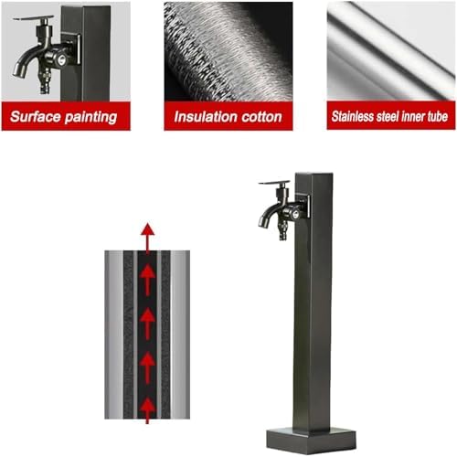 Outdoor Antifreeze Veal Square Water Column - 36.6in Floor Mount Garden Water Dispenser with Faucet & Spray Gun for Efficient Irrigation Solutions - Image 6