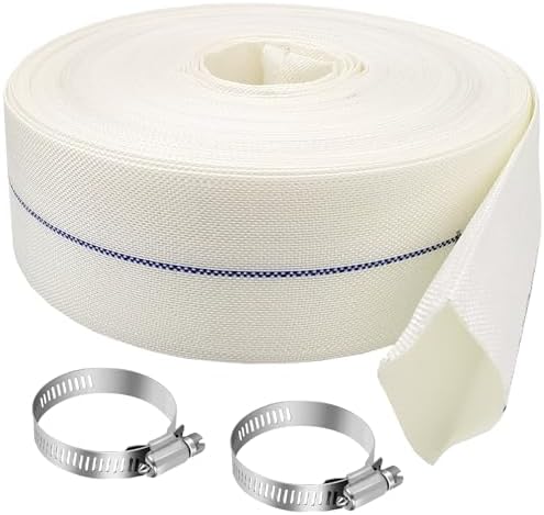 2IN x 98FT Pool Backwash Hose Heavy Duty Drain Discharge Hose LayFlat Garden Hose with 2 Clamps,Weatherproof Burst Resistant for Water Transfer, Sump Pump, Pool Filter, Pool Drain by Ahzemepinyo