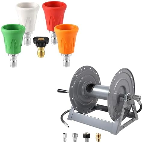 FIXFANS Pressure Washer Nozzle Guard, Pressure Washer Hose Reel 300FT x 3/8" by FIXFANS