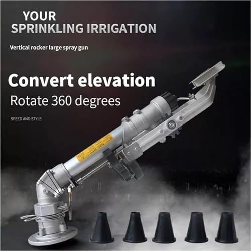 McbeAn Farm Irrigation Spray Gun, Agriculture Farm Irrigation Sprinkler, 360° Rotating Water Spray, Adjustable Elevation Angle, Water Spray Pressure Adjustable from 3-8bar, for Farms, Orchards - Image 2