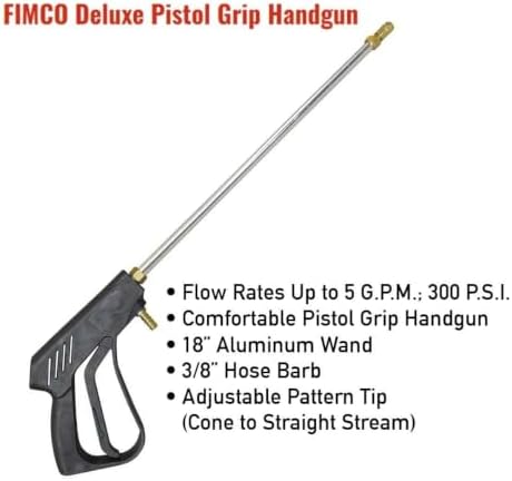 Replacement Deluxe Spot Spray Wand Compatible with Fimco 12V Sprayers, Replaces 5273959 & G23-600147, 18 in. Aluminum Wand, 3/8 in. Hose Barb, Adjustable X-26 Brass Nozzle, 300 PSI, 5 GPM - Image 2