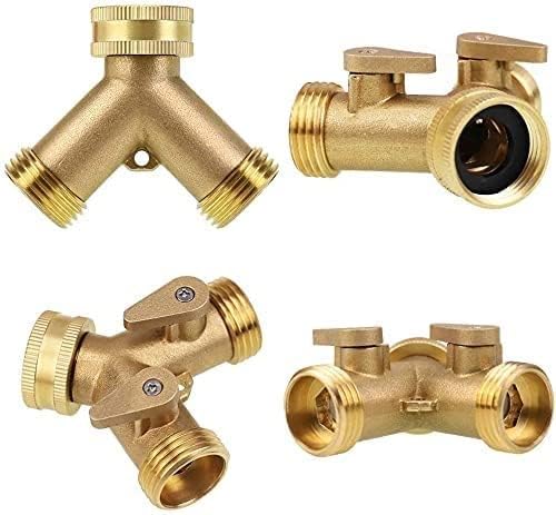 Brass Garden Hose Splitter 2 Way, Heavy Duty Brass Hose Y Splitter, Garden Hose Connector with 2 Valves, for Garden Irrigation, Watering Plants, Drip Irrigation - Image 5