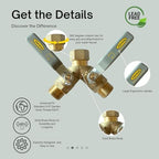 FAIRVIEW-Lead-Free, Industrial-Grade Garden Hose Splitter, Oversized Handles, Full-Port Valves with HEX Connector, Brass, BV202-W-LF - Image 2