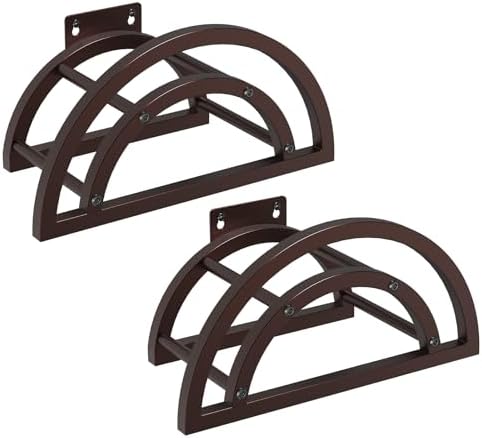 2 Pack Garden Hose Holder, Outdoor Hose Holder Wall Mounted Holds 125-ft Hose, Heavy Duty Metal Hose Hanger, Sturdy Detachable Hose Reel Storage Organizer, Hose Rack for Outside Garden Lawn, Bronze by OLV
