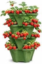 Strawberry Planter Tower, 4 Tier Stackable Vertical Planter, 16 Plant Sites, Space Saving Garden Planter, Indoor Outdoor, Made in USA (4, Sagebrush Green, Small) by SmartSpring