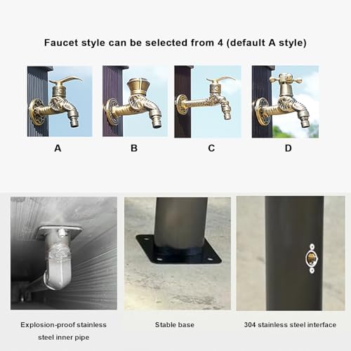 Freestanding Garden Water Column with Faucet, Stainless Steel Outdoor Faucet Garden Hose Holder Anti-Freeze Cracking Vertical Water Column(Bronze) - Image 3