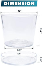 Phoenix Vine 12 Inch Clear Acrylic Planter Pot with Tray, Orchid Pot with Drainage Holes, Deep Saucer for Bottom Watering, Transparent Containers for Indoor Plants, Herbs, Set of 1, 91-A-I-1 - Image 3