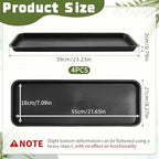 Cinnvoice 4 Pack Black Rectangle Plant Saucer, 23.2 x 8.2 x 0.8 Inch - Image 2