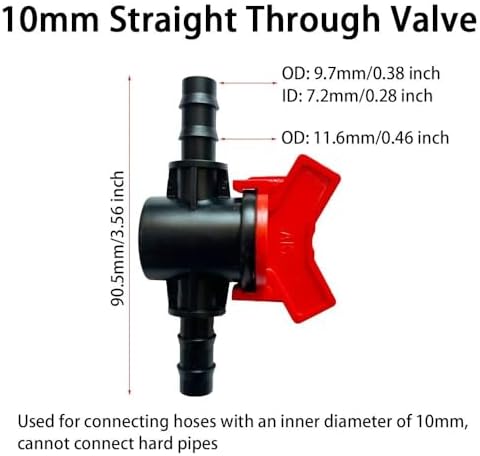 2Pcs Barbed Ball Valve in-Line Ball Valve Shut-Off Switch with Hose Barb Connector for Drip Irrigation Aquarium Garden Plastics(10mm 2pcs) - Image 4