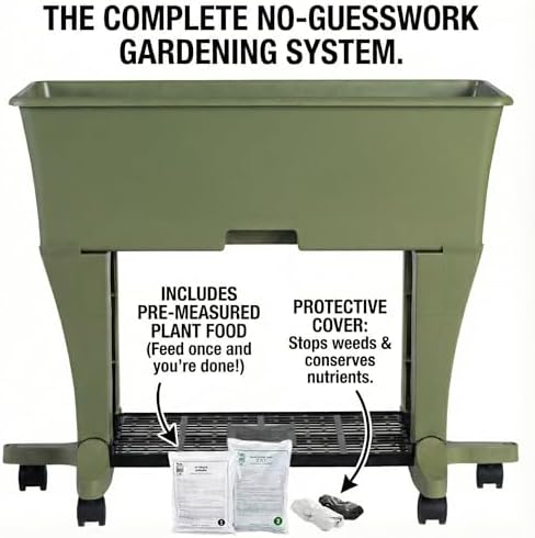 EarthBox Raised Garden Bed with Legs – Elevated Self Watering Planter Box with Wheels, Storage Shelf, Premium Plant Food, Easy Assembly, Made in USA, Sage - Image 4