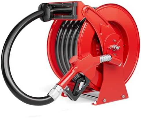 Fuel Hose Reel 1" x 33 ft, Retractable Diesel Reel with Refueling Nozzle by Brearo