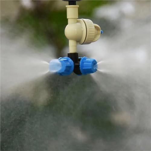 Garden sprinklers Hanging Anti drip misting Nozzle 4-Way Cross Water Mist Sprinkler with 1/4" Barb Threaded Connector 50set(Barb-A) - Image 2