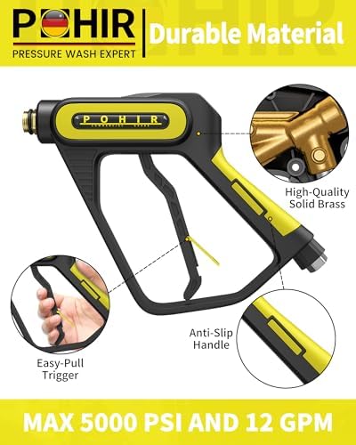 POHIR 5000PSI Pressure Washer Gun with 40'' Wand Extension 5 Nozzle Tips - Image 2