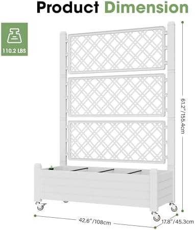 Fancyango Raised Garden Bed with Wheels 61.2" H -Ashen - Image 2