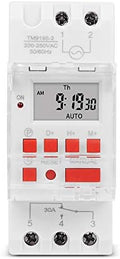 TM919B 30A 7 Days Programmable Timer Switch, Heavy-Duty Digital Weekly Timer with LCD, 16 ON/Off Settings, 35mm DIN Rail Mount, 5000W for Lighting, Water Heater, AC & Industrial Equipment (220V) by Unknown