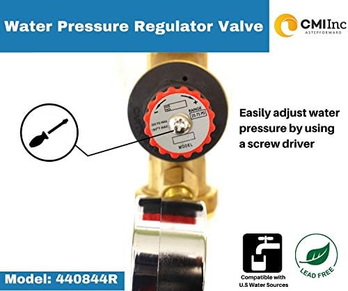 CMI Inc 3/4 in Push Connect. Water Pressure Regulator Valve, Adjustable Water Pressure Reducer with Test Gauge for RV Camper, Travel Trailer, Water Hose - Image 4