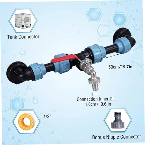 Heavy Duty Rain Barrel Diverter Kit for 2 Barrels, Nickel-Plated Brass Spigot with PE Hose & Fittings, Leak-Resistant Connector Kit for IBC Tote Water Transfer - Image 4