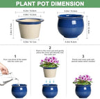 6 Inch Self Watering Pots, Ceramic African Violet Planter with Absorbent Inner Pot, Round Flower Pot for Indoor Plants, Ceramic Pots for Plants, Room Home Decor, Plant Lover Gifts, Blue - Image 2