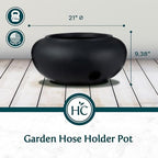 The HC Companies 21 Inch Garden Hose Pot - Durable Lightweight Plastic Decorative Hose Pot for Yard, 100-Foot Capacity Hose Storage, Black - Image 3
