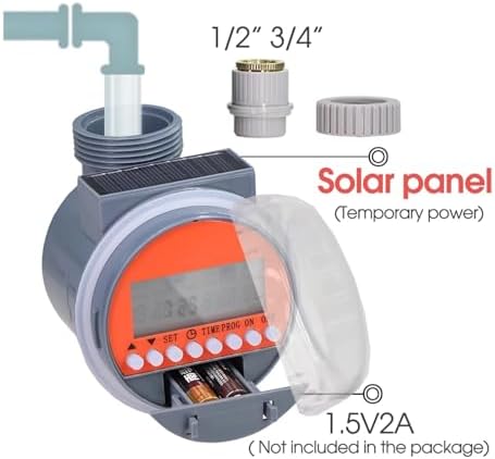 NURII Solar Powered Ball Valve Garden Digital Water Timer, Programmable Hose Sprinkler Controller Waterproof Auto Irrigation (Size : Type B) - Image 5