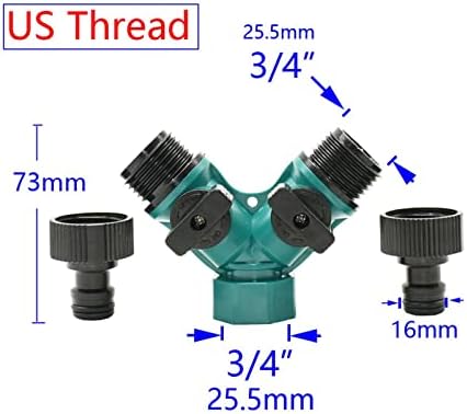 3/4 Thread 2-Way Garden Tap Hose Splitter Y Type with Nipple Quick Connector Irrigation Valve Garden Water Adapter 20Pcs (Color : US Thread x B) - Image 2