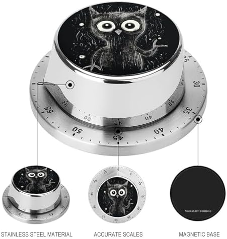 Mechanical Kitchen Timers for Cooking,Black and White Animal Printed 60 Minute Magnetic Countdown Timer,Cute Cooking Timers with Alarm,Stainless Steel Time Timer Manual No Batteries Required - Image 3
