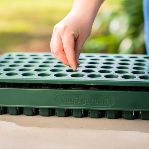 Vego garden Seedling Suite Products 10" x 20" 76 Cells Stackable Seed Starter Germination Tray with 3-in-1 Plant & Pop Board and 10" x 20" Bottom Watering Tray - Image 4