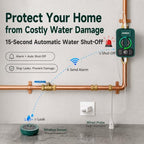 Smart Automatic Water Shutoff Valve & Leak Detector, 15 Sec Auto Shut-Off, Real-Time Leak Detection, No WiFi Required, Whole-Home Leak Protection System, 1640 ft LoRa Coverage, Fits 3/4" & 1" Pipes - Image 2