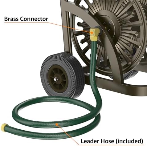 GOFORWILD Heavy Duty Steel Garden Hose Reel Cart with Wheels - Image 2