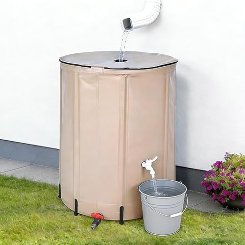 Collapsible Rain Barrel with Zipper Open, Portable Rainwater Collection System Kit, PVC Rain Catcher Barrel for Outdoor Garden Camping(66 gallons/250L) by Unknown