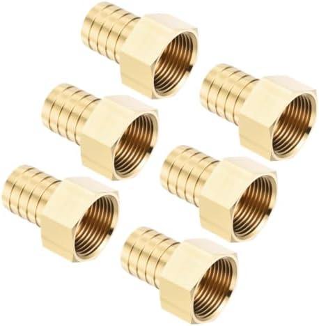 6pcs Brass Hose Barb Fittings 1" Hose Barb to 1" NPT Female by Kozelo