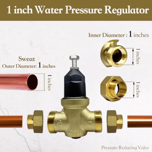 1 inch Pressure Reducing Valve, Water Pressure Regulator for Home, Sweat - Image 2