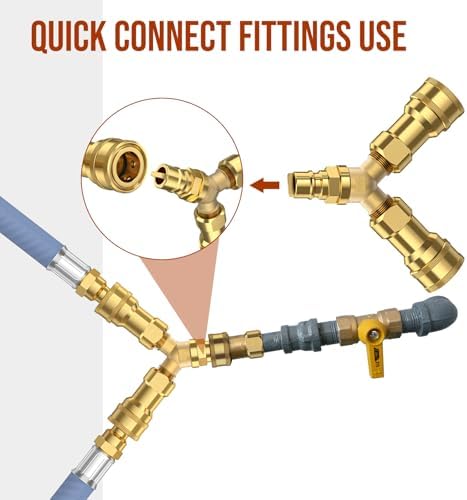 1/2 inch Natural Gas Y Splitter, 2-Way Natural Gas Quick Connect Fittings with Shut Off Valve, Conversion Kit for Gas Line, 1/2" Propane Hose, Pizza, Oven, Grill, Generator, Heater - Image 4