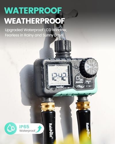 RAINPOINT Sprinkler Timer 2 Outlet, Water Timer for Garden Hose, Programmable Drip Irrigation for Yard Outdoor Watering, Rain Delay/Manual/Automatic System Controller 2.5" LCD, V2 - Image 5