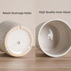 5.8 Inch Ceramic Plant Pot with Drainage Hole & Separate Saucer - Image 3