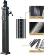Free Standing Water Column for Home Garden, Outdoor Column Faucet, Garden Hose Holder with Full Copper Faucet, Square Garden Water Column, Stainless Steel(Multi-Colored,113cm/44.5in) - Image 6