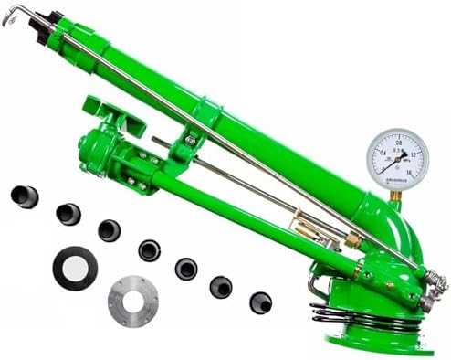 2" Farm Irrigation Sprinklers, Tripod Sprinkler with Pressure Gauge, 360°Adjustable Large-Area Watering Spray, Flange Connection, for Farmland, Farm Irrigation, Industrial Dust Removal by Unknown