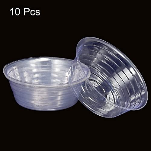MECCANIXITY Plant Pot Saucer 11 Inch Plastic Round Flower Drip Tray for Indoor Outdoor, Clear Pack of 10 - Image 3