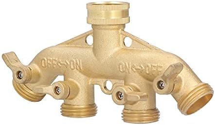 Hose Splitter, 4 Way Hose Splitter with Ball Valve Individual Control Gasket and Tape, Brass Hose Splitter Suitable for Garden Irrigation by Unknown