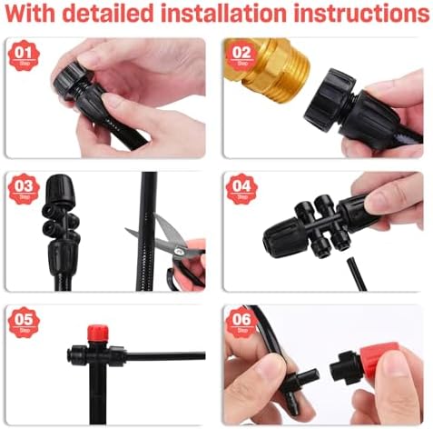 Drip Irrigation System, Upgrade 174FT Quick Connector Garden Watering System Kit for Lawn Patio Raised Bed Greenhouse, Automatic Irrigation Equipment with 1/2''&1/4" Tubing,Drip Emitters,Connectors - Image 6