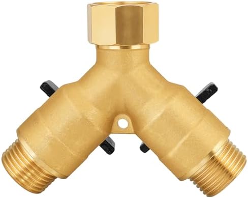 SIGURANTA Heavy-Duty Brass 2-Way High-Flow Garden Hose Splitter, Outdoor Faucet Y-Valve Diverter Connector with Butterfly Handle, Full-Flow Water Hose Adapter (Valve butterfly handle - 1-piece) - Image 6