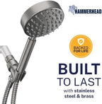 HammerHead Metal 1-Spray Shower Head with Handheld High Pressure, Long Hose - Image 2