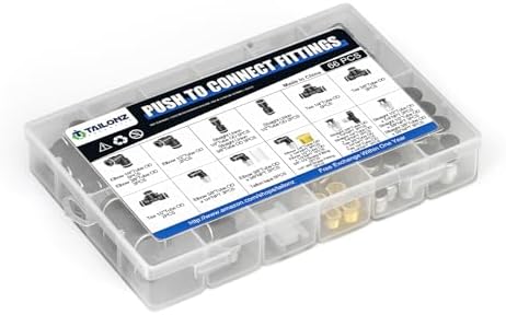 TAILONZ PNEUMATIC Black 1/4" 3/8" 1/2" Push to Connect Fittings, Push-in Fittings Thread Connection Kits Suitable for Nylon, PU Tube etc. (Pack of 66) - Image 7